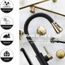 Pull Out Kitchen Sink Mixer Tap Mono Matte Black and Brushed Gold Kitchen Faucet with Pull Down Spray, Modern Single Lever Swivel Bar Taps 1 Hole with 3 Mode Spray Head Image 5
