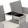 Polyrattan Garden Bench with Table, 2-Seater, for Garden, Balcony and Patio, Plastic Feet, Garden Bench with Seat Cushion, Grey Image 4