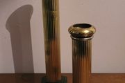 Vintage brass pair of reeded column candleholders