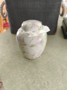 Ginger Jar, Barrel Shape Made in Japan, Pink and Purple Flowers