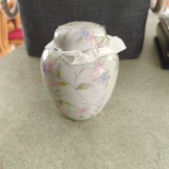 Ginger Jar, Barrel Shape Made in Japan, Pink and Purple Flowers