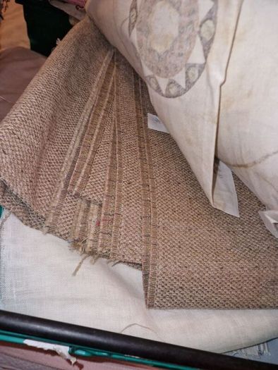 Large quantity of material for dressmaking, curtains, upholstery