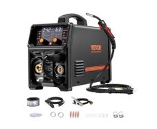 Pro MIG Welder, 250Amp Pluse Mig Welding Machine, 5-in-1 Welder Machine MIG Pluse/Gas MIG/Flux Core MIG/Stick/Lift TIG with IGBT Inverter Technology and LCD Screen Display