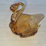 Vintage Amber Hand Blown Glass Swan Center Piece Dish Image 6