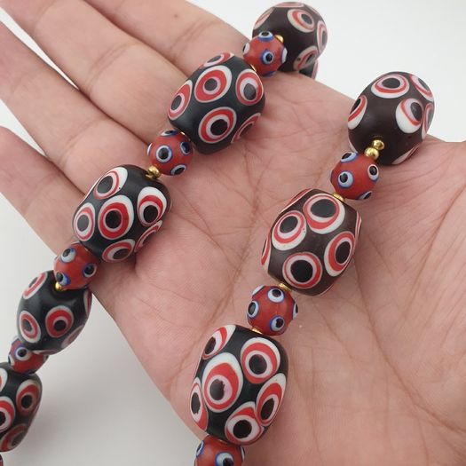 Antique Venetian Style Eyes Glass Big Beads Necklace