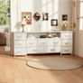 Tv Cabinet, Dresser for Bedroom with 11 Fabric Drawers, TV Stand with Power Socket for TVs up to 70 inch TV Units for Living Room, Bedroom, White Image 2