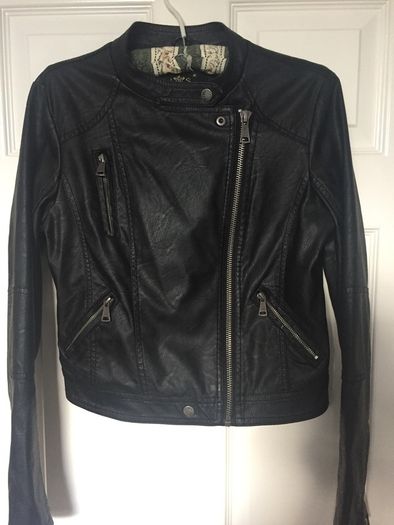 Black jacket leather look