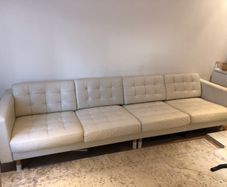 IKEA Landskrona two beige leather three-seat sofas