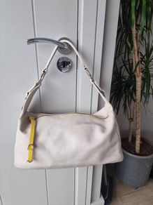 Leather Shoulder Bag, Greige