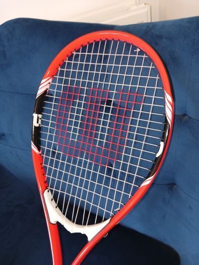 Wilson Roger Federer Tennis Racquet Stop Shock Red Black Grip 4 3/8" unused-swords collection
