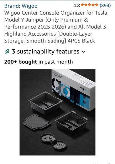 Tesla model 3 highland center console organiser