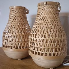 2 X Ikea Misterhult Bamboo Table Lamp