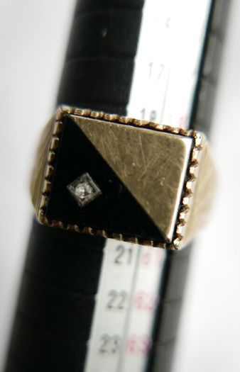 Mens Ring Signet Genuine Solid 9Ct Yellow Gold Onyx 3,3g size S1/2