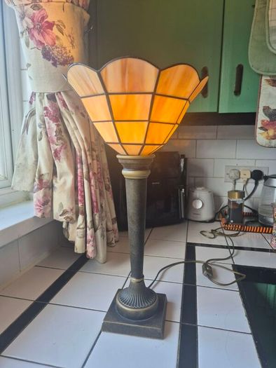 Table lamp Torchiere faux stained glass  uplighter Tablelamp