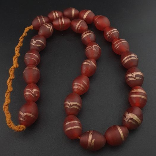 Vintage Venetian Style Aventurine Glass Beads Necklace Strand 18 inches