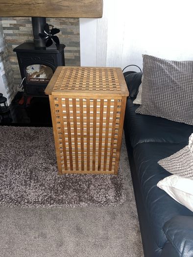 Wooden lattice laundry basket