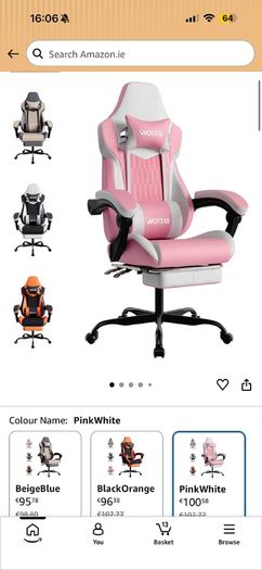 Office Chair - Pink & White