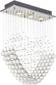Heart Shape Crystal Chandelier, Modern Crystal Romantic LED Ceiling Lights Fixture, Rectangle Flush Mount Pendant Lamp for Living Room, Bedroom, Dining Room, Hallway, L50cm W20cm H70cm (FREE POSTAGE)