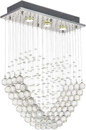 Heart Shape Crystal Chandelier, Modern Crystal Romantic LED Ceiling Lights Fixture, Rectangle Flush Mount Pendant Lamp for Living Room, Bedroom, Dining Room, Hallway, L50cm W20cm H70cm (FREE POSTAGE)