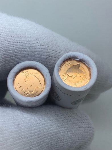 Estonia 2011 1 cent bank rolls x2 sealed