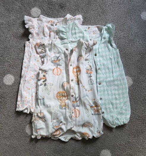 3 x Patented Rompers / Short Sleepsuits / Babygros (9-12 months)