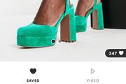 ASOS Green Velvet platform high heels