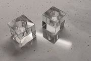 2 Glass Cube Candle Holders