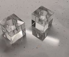 2 Glass Cube Candle Holders