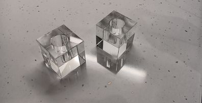 2 Glass Cube Candle Holders