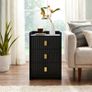 Bedside Table with 3 Drawers - Modern Nightstand - Bedside Cabinet Wooden Fluted Easy to Assemble - Bed Side Table for Bedroom Living Room Small Spaces - 55 x 33 x 30 cm (White) Image 2
