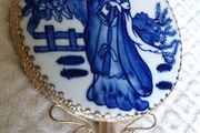 Vintage Chinese Porcelain Enamel Vanity Mirror