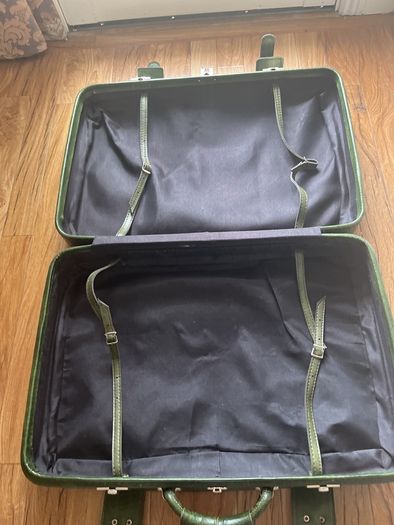 Vintage 70's Green Faux leather Suitcase VGC