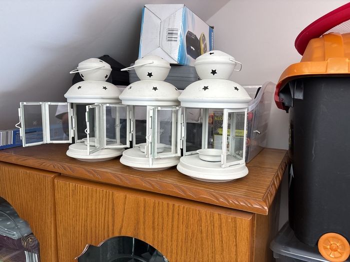 3x White Star Lanterns - IKEA Style - Tealight Candle Holders