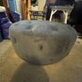 Grey suede round pouff Image 2