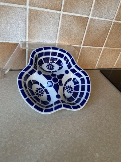 Sargadelos Fine Porcelain 3 section SauceDish