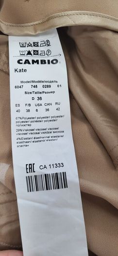 CAMBIO Kate tan cigarette style pants Sz 10UK - Bnwot -Rrp 159.90