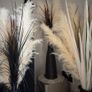 3 Black vases with fluffy pampas Image 3