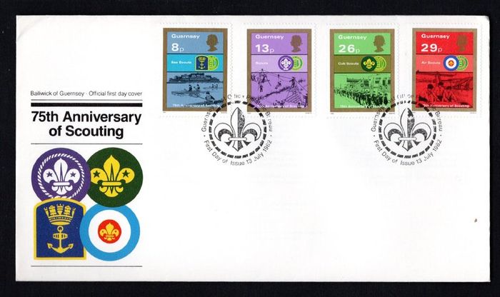 1982 Guernsey 75th Anniversary of Boy Scout Movement Commemorative Stamps First Day Cover (FDC)