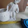 GERMAN SET OF 2 Boy And Girl Sculpture, Children With Flower Vase, Flower Pot Image 4