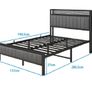Double Bed Frame with Storage Headboard Shelf, 4ft6 Upholstered Bed Frame Doule Bed with Metal Slats Enhanced Support, No Box Spring Needed, Gray Double Bed Image 2