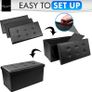 Faux Leather 76 x 38 x 38cm Black Ottoman Foldable Storage Boxes Seat Foot Stool Storage Box with Lids for Kids Toys, Bedroom, Hallway, Living Room (FREE POSTAGE) Image 4
