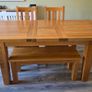 Premium Solid Oak Butterfly Extendable Dining Set Bench & Chairs Image 2