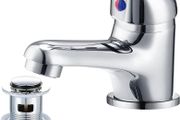 Bathroom Sink Taps with Pop up Waste Mono Basin Taps Single Lever Chrome Hot and Cold Mixer Tap