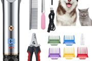NEW SALE | Professional Dog Grooming Kit - Low Noise Pet Clipper with 2 Speed Settings, Ceramic Blades, USB Charging, LED Display and 8 Comb Attachments