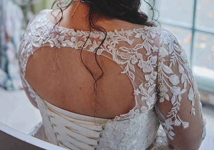 Wedding dress size 18, A-line, Sleeves, Corset + Veil