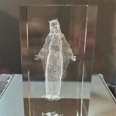Laser Etched Virgin Mary Crystal Paperweight