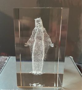 Laser Etched Virgin Mary Crystal Paperweight
