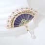 Chinese Style Fan Faux Pearl Brooch Image 2