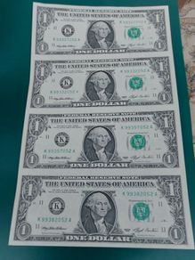 Usa 4X Sheet of  1 Dollar  1993 Series A   In Uncirculated Condition