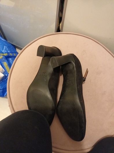 Next black suede T bar shoes